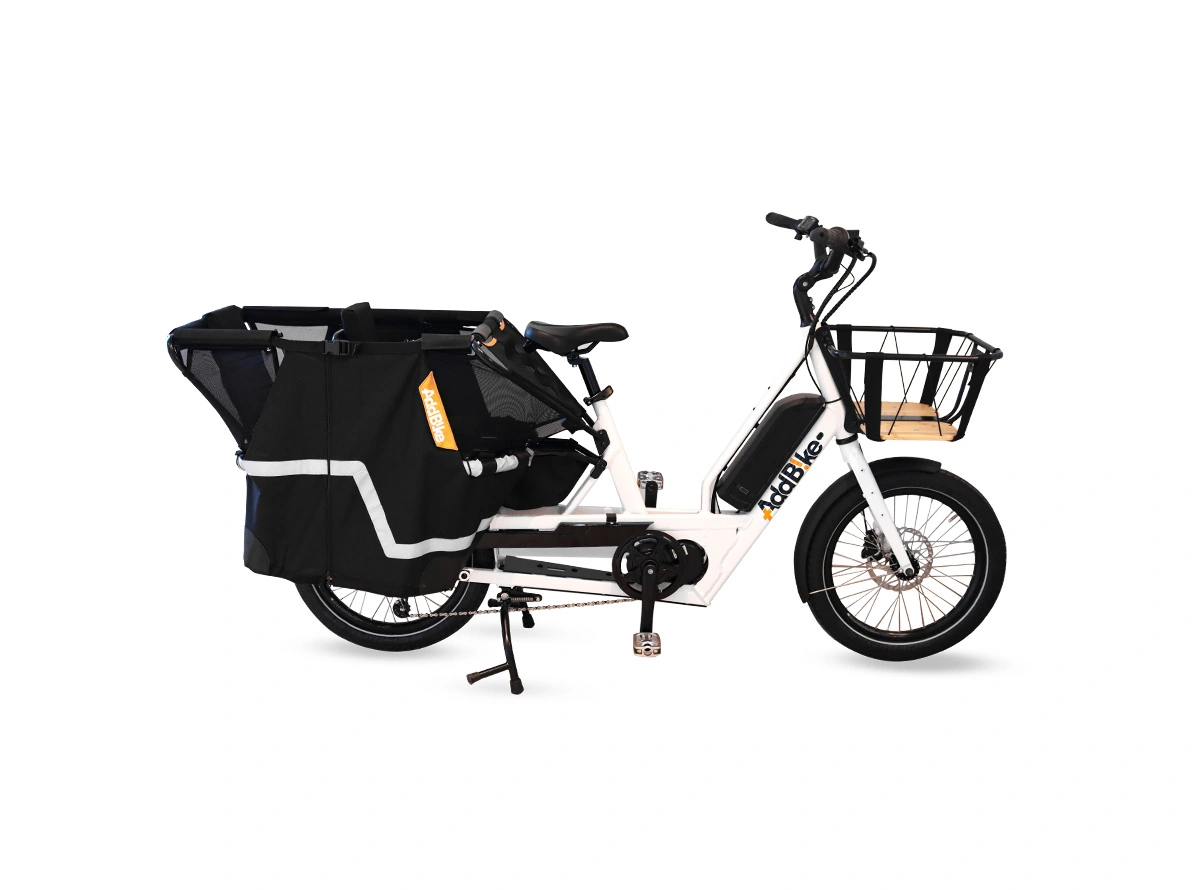 Family white electric cargo bike U-Cargo Family version