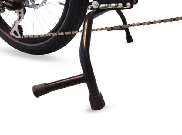 velo cargo electrique Lite et Junior blanc zoom sur la béquille stable