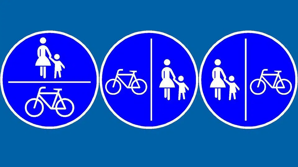 Verkehrsregeln Fahrrad: Verkehrsschilder für Fußgänger und Radfahrer