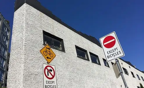 Except bicycles sign